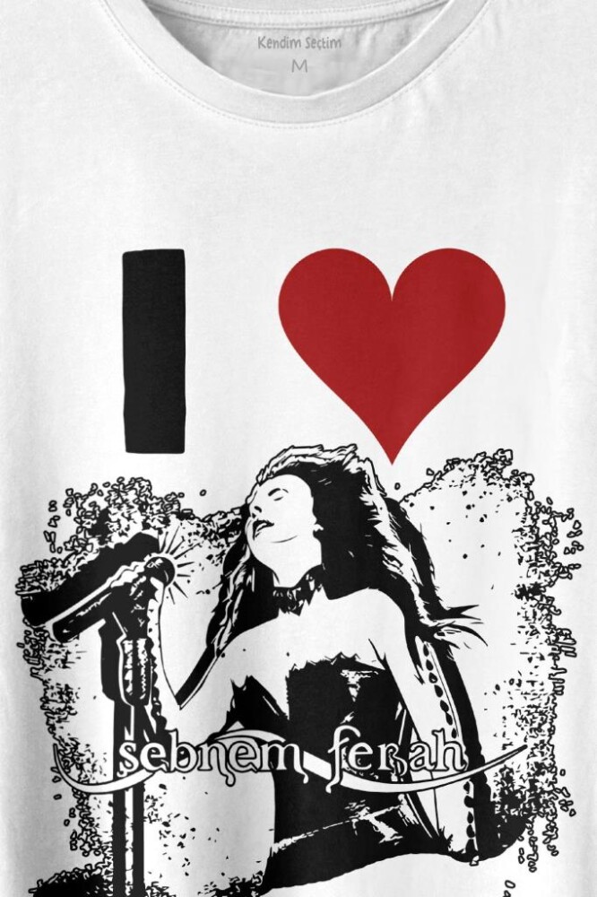 I Love Şebnem Ferah Seviyorum Silüet Baskı Baskılı Tişört Unisex T-shirt - 2
