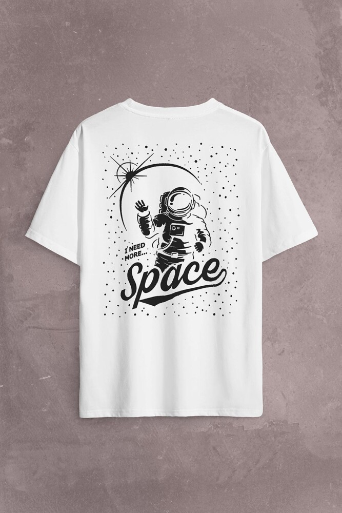 I Need More Space Uzay Cosmos Astronot Galaksi Sırt Ön Baskılı Oversize Tişört Unisex T-Shirt - 2