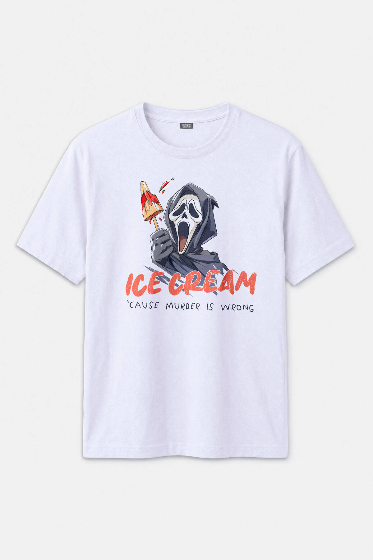Ice Cream Scream Summer Funny T-shirt Yaz Eğlenceli Dondurma Baskılı Beyaz Tişört
