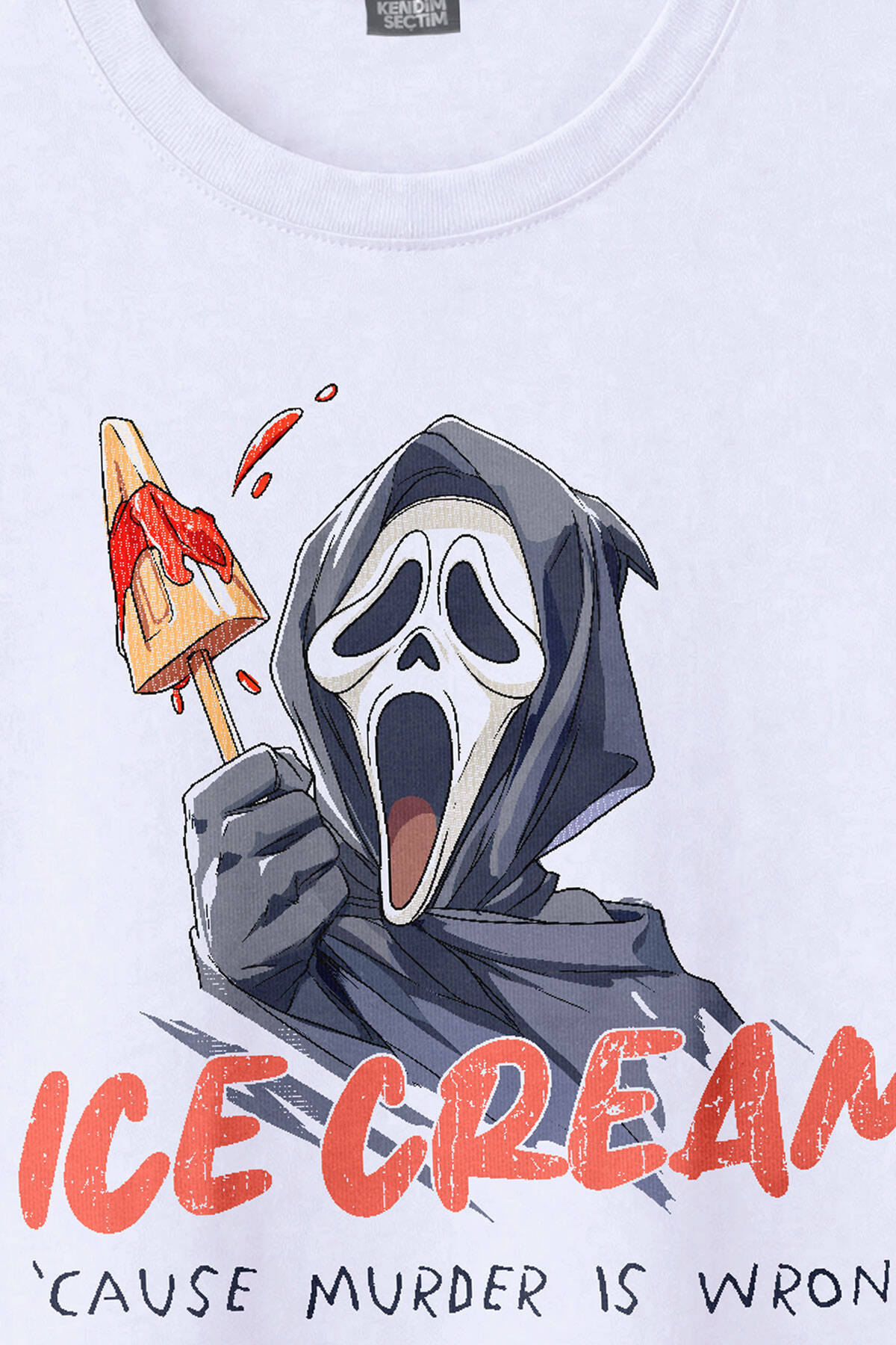 Ice Cream Scream Summer Funny T-shirt Yaz Eğlenceli Dondurma Baskılı Beyaz Tişört (1)