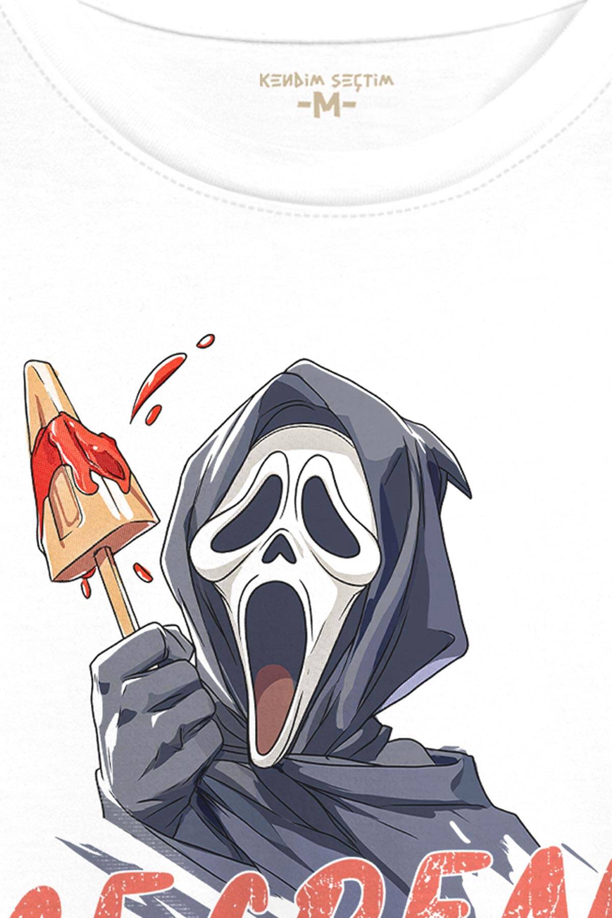 Ice Cream Scream Summer Funny T-shirt Yaz Eğlenceli Dondurma Baskılı Beyaz Tişört - 3