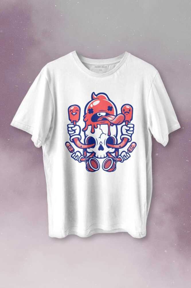 Icecream Skull Dondurma Kurukafa Street Wear Baskılı Tişört Unisex T-shirt - 1