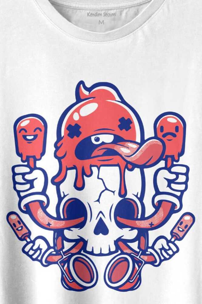 Icecream Skull Dondurma Kurukafa Street Wear Baskılı Tişört Unisex T-shirt - 2
