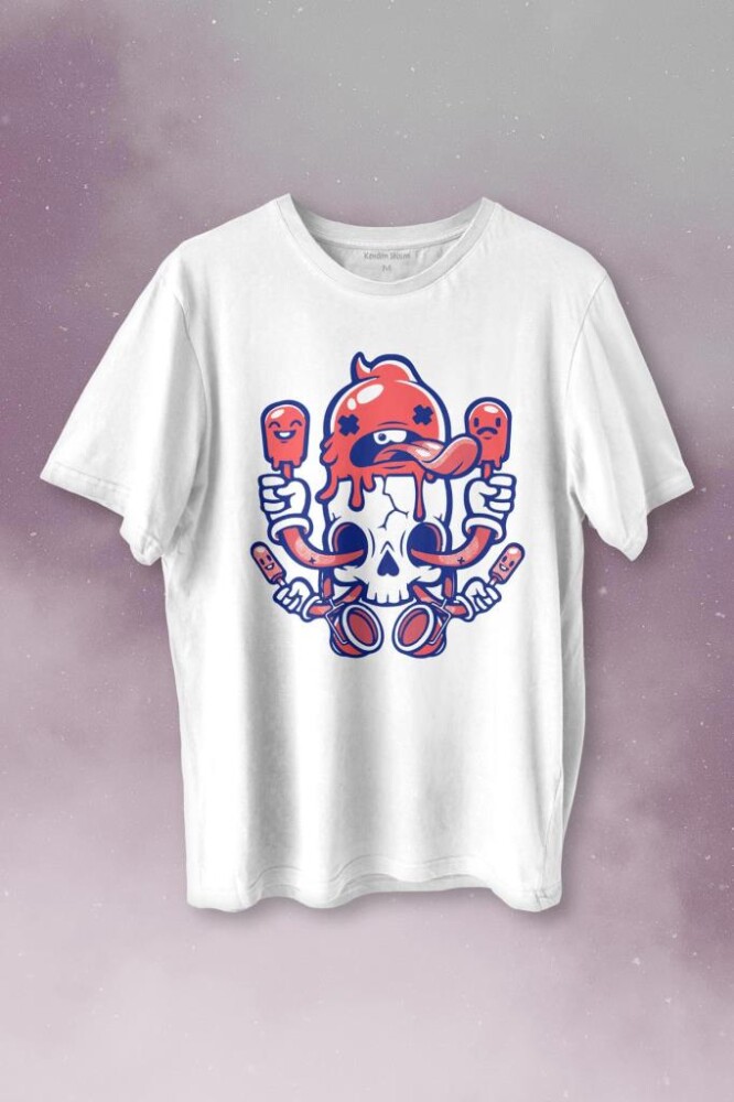 Icecream Skull Dondurma Kurukafa Street Wear Baskılı Tişört Unisex T-shirt - KENDİM SEÇTİM
