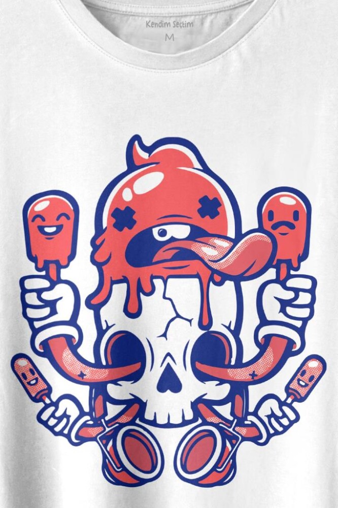 Icecream Skull Dondurma Kurukafa Street Wear Baskılı Tişört Unisex T-shirt - 2