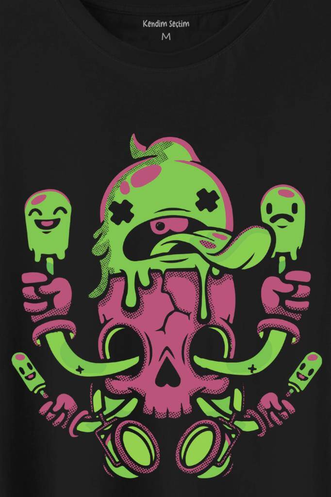 Icecream Skull Dondurma Kurukafa Street Wear Baskılı Tişört Unisex T-Shirt - 2