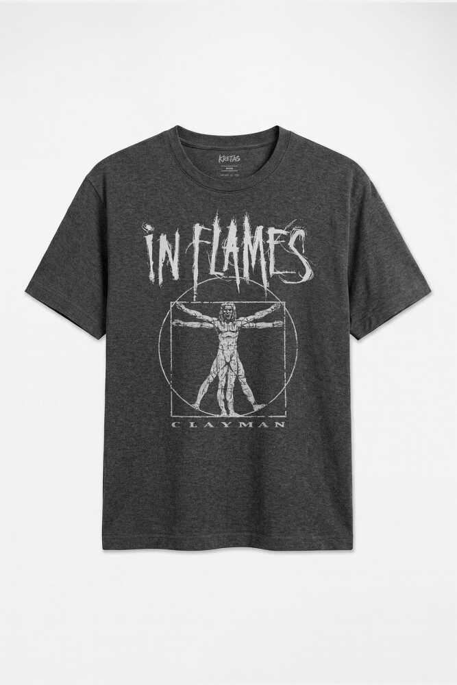 In Flames Clayman Melodik Death Metal Unisex Regular Antrasit Melanj Tişört