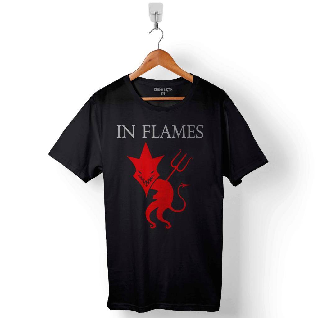 In Flames Jesterhead devil Logo Baskılı Tişört Unisex T-Shirt - 1