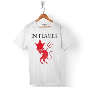 IN FLAMES JESTERHEAD DEVIL LOGO ERKEK TİŞÖRT - 1