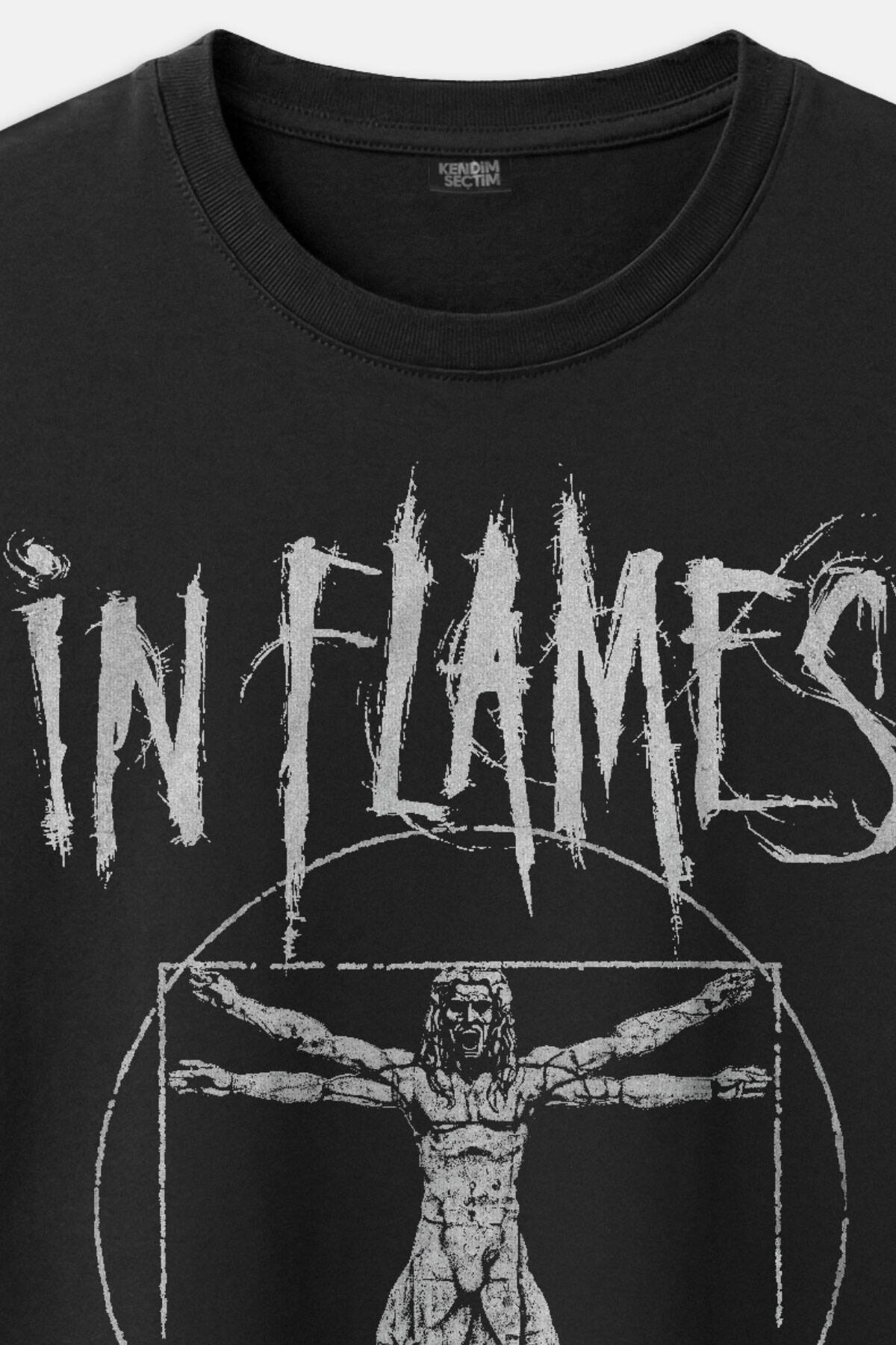 In Flames Metal Music Guitar Gitar Clayman Baskılı Siyah Regular Fit Tişört (1)