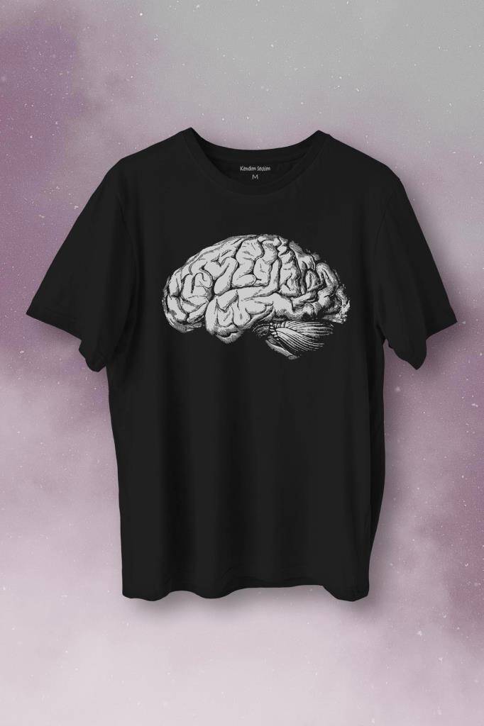 İnsan Beyni Kafayı Kulllan Beyin Zeka Baskılı Tişört Unisex T-Shirt - 1
