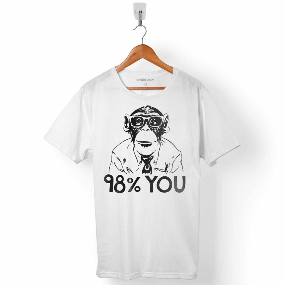 İNSAN EVRİM ŞEMPANZE %98 CHIMP EVOLUTION DNA ERKEK TİŞÖRT - KENDİM SEÇTİM