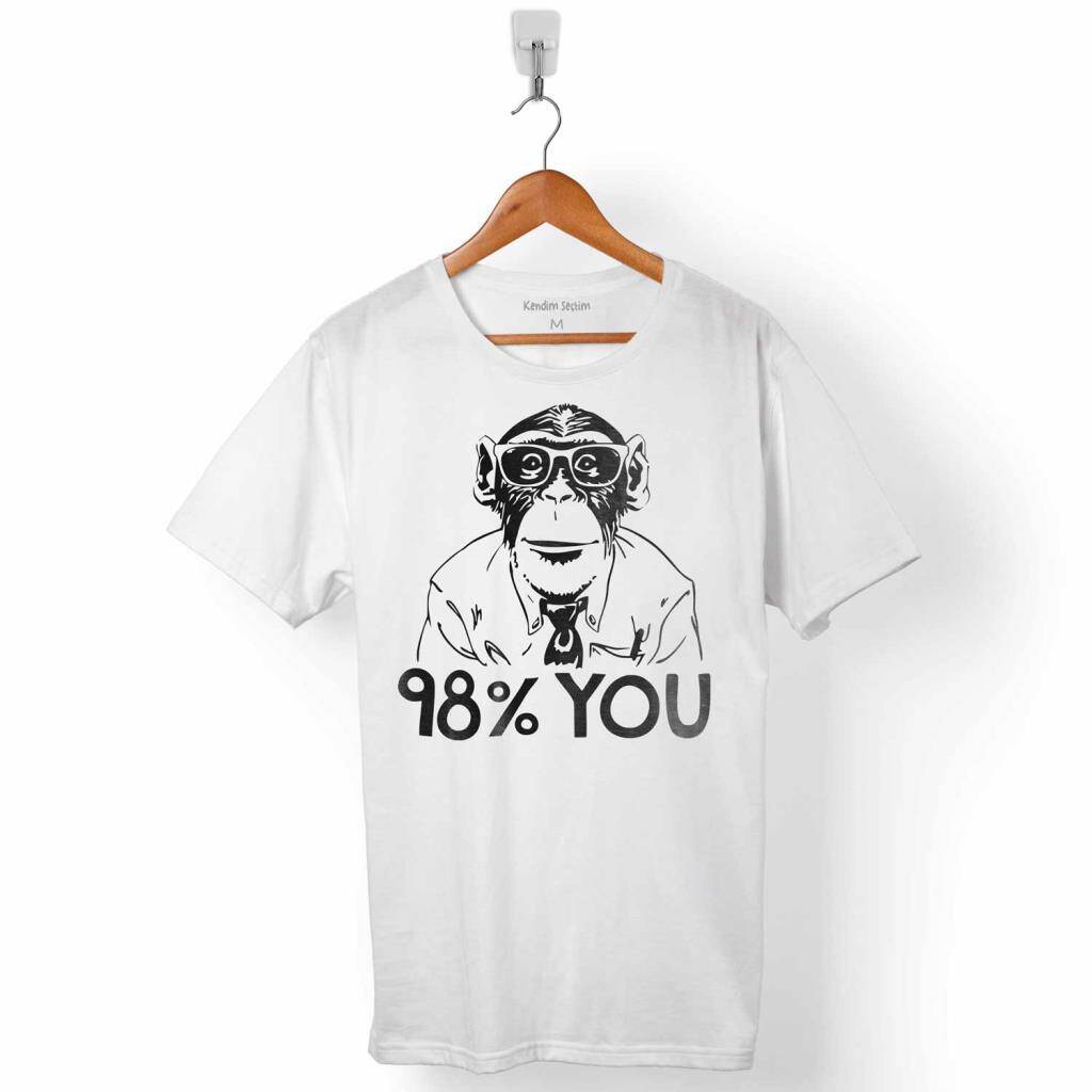 İNSAN EVRİM ŞEMPANZE %98 CHIMP EVOLUTION DNA ERKEK TİŞÖRT - 1