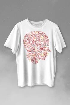 İnsan Kafası Matematik Formüllü Sayı Numaraları Denklem Baskılı Tişört Unisex T-shirt - 1