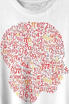 İnsan Kafası Matematik Formüllü Sayı Numaraları Denklem Baskılı Tişört Unisex T-shirt - 2