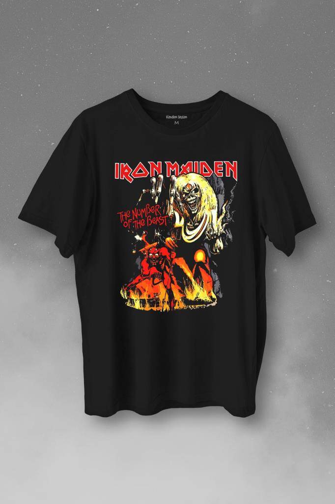 Iron Maiden 2 The Number Of The Beast Music Baskılı Tişört Unisex T-Shirt - 1
