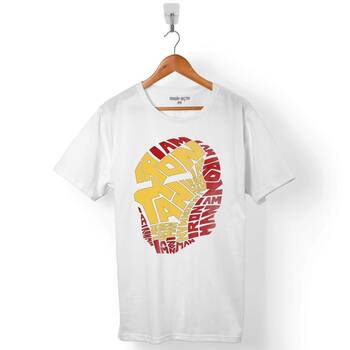 IRON MAN WORD ART HEAD LOGO DEMİR ADAM ERKEK TİŞÖRT - 1