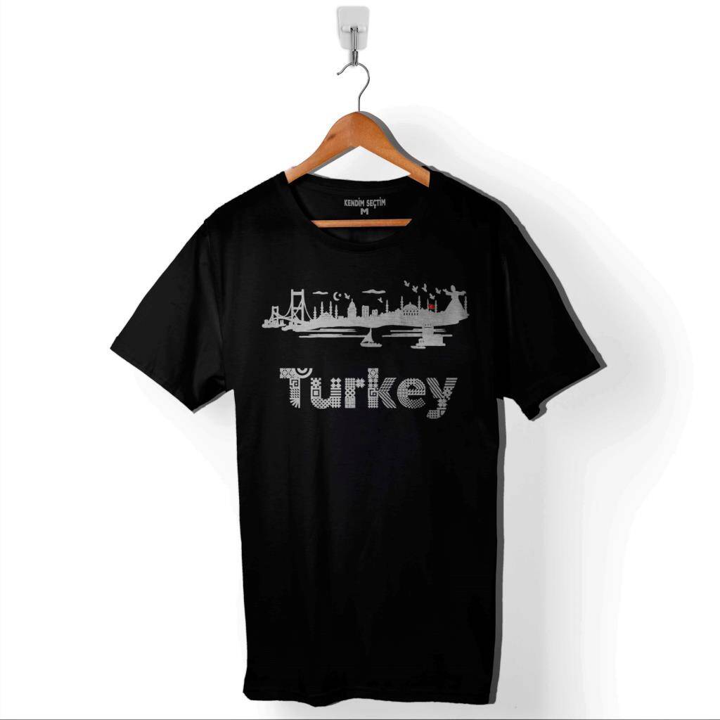 İstanbul Eminönü Kız Kulesi Ayasofya Türkiye Turkey Baskılı Tişört Unisex T-Shirt - 1