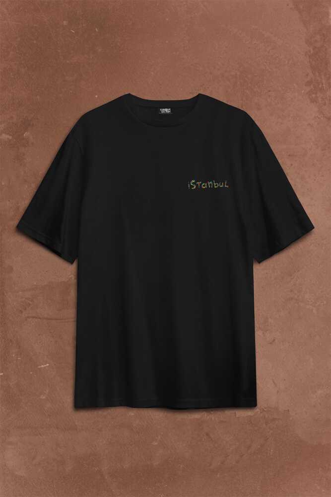 İstanbul Galata Konstantinopolis Osmanlı Sırt Ön Baskılı Oversize Tişört Unisex T-Shirt - 1