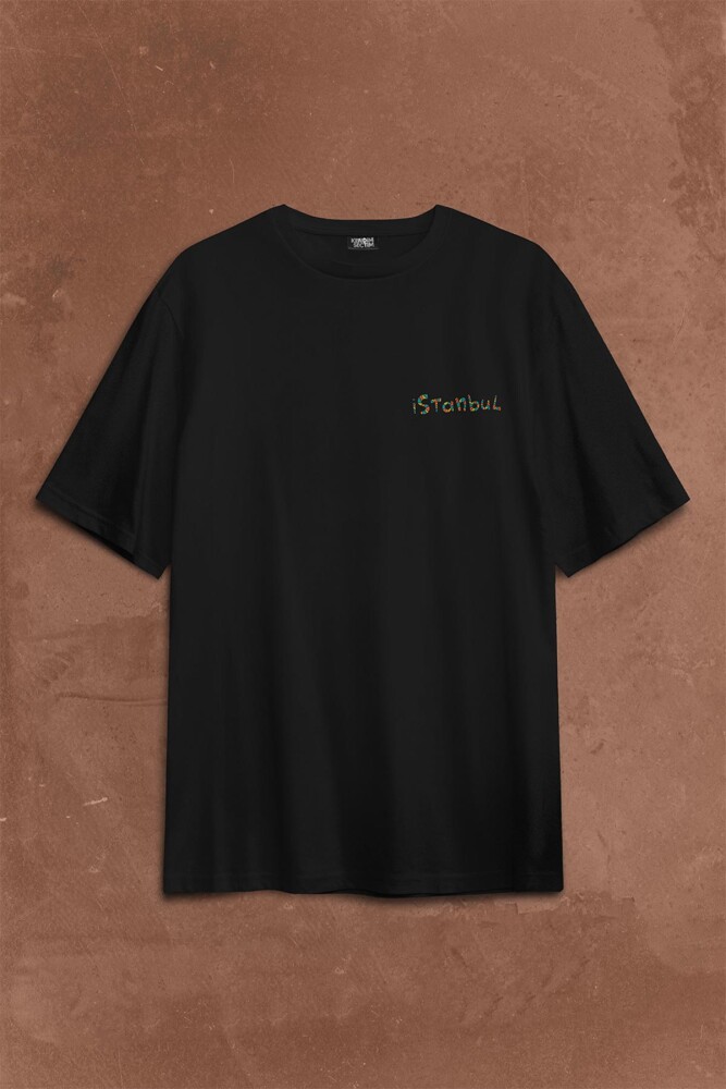 İstanbul Galata Konstantinopolis Osmanlı Sırt Ön Baskılı Oversize Tişört Unisex T-Shirt - 1