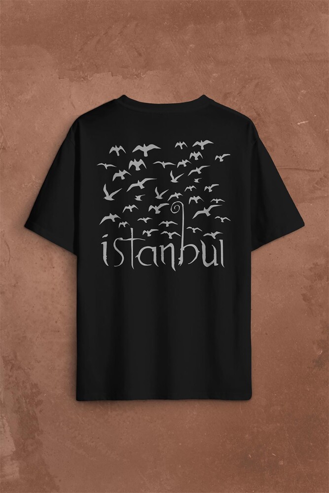 İstanbul Martı Galata Konstantinopolis Osmanlı Sırt Ön Baskılı Oversize Tişört Unisex T-Shirt - 2