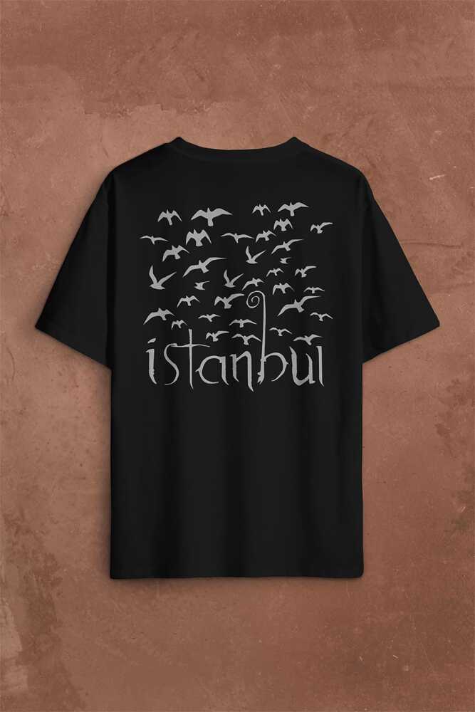 İstanbul Martı Galata Konstantinopolis Osmanlı Sırt Ön Baskılı Oversize Tişört Unisex T-Shirt (1)