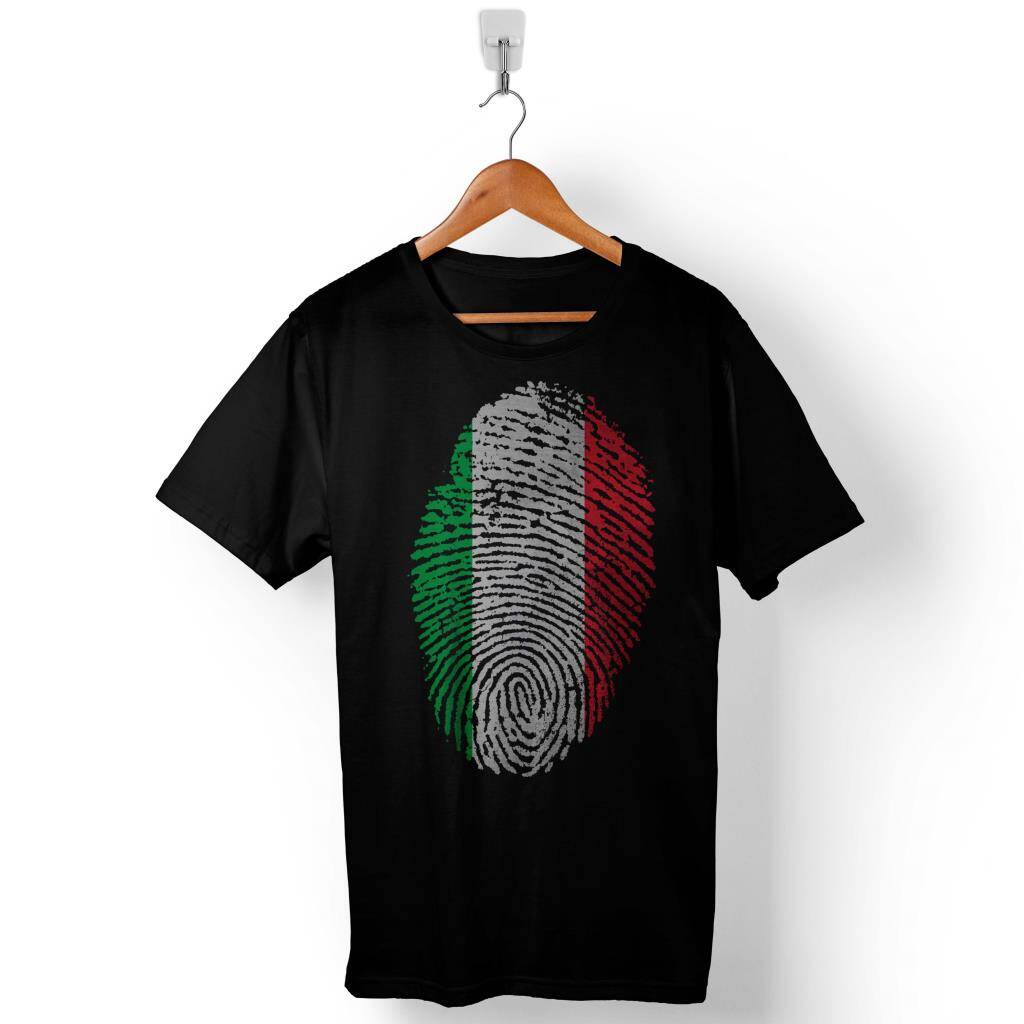 ItAlian Flag İtalya Bayrağı Logo Parmak İzi Baskılı Tişört Unisex T-Shirt - 1