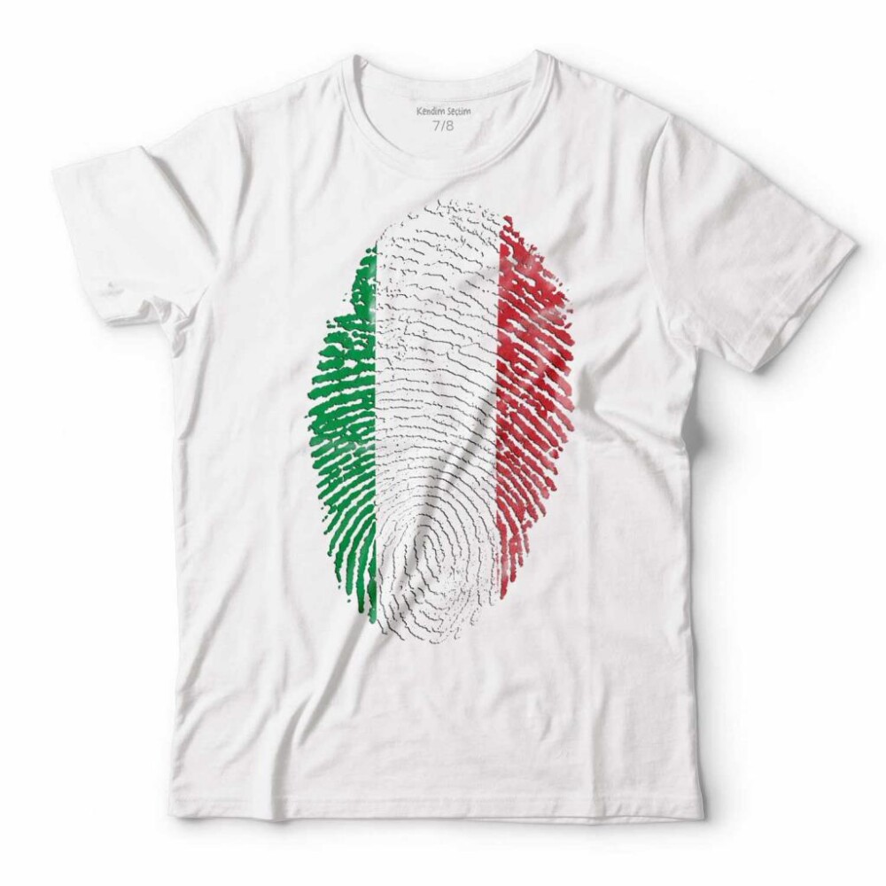 ITALIAN FLAG İTALYA BAYRAĞI LOGO PARMAK İZİ ÇOCUK TİŞÖRT - KENDİM SEÇTİM