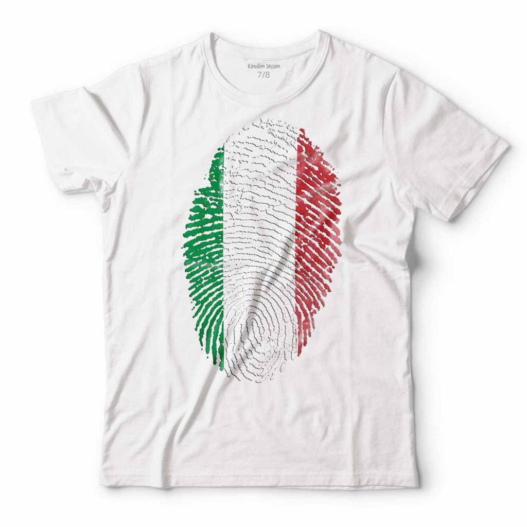 ITALIAN FLAG İTALYA BAYRAĞI LOGO PARMAK İZİ ÇOCUK TİŞÖRT - 1