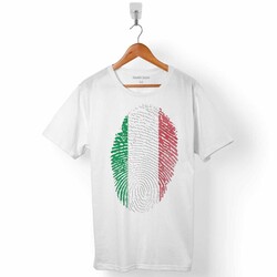 ITALIAN FLAG İTALYA BAYRAĞI LOGO PARMAK İZİ ERKEK TİŞÖRT - 1
