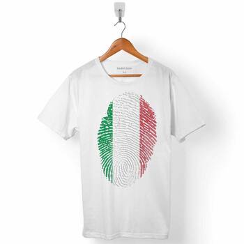 ITALIAN FLAG İTALYA BAYRAĞI LOGO PARMAK İZİ ERKEK TİŞÖRT - 1