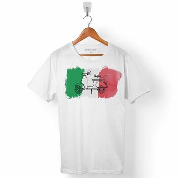ITALIAN FLAG İTALYA BAYRAĞI VESPA SCOOTER ERKEK TİŞÖRT - 1