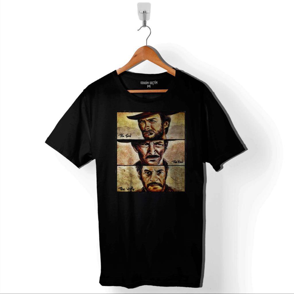 İyi Kötü Çirkin Sinema Filmi The Good Bad Ugly Baskılı Tişört Unisex T-Shirt - 1