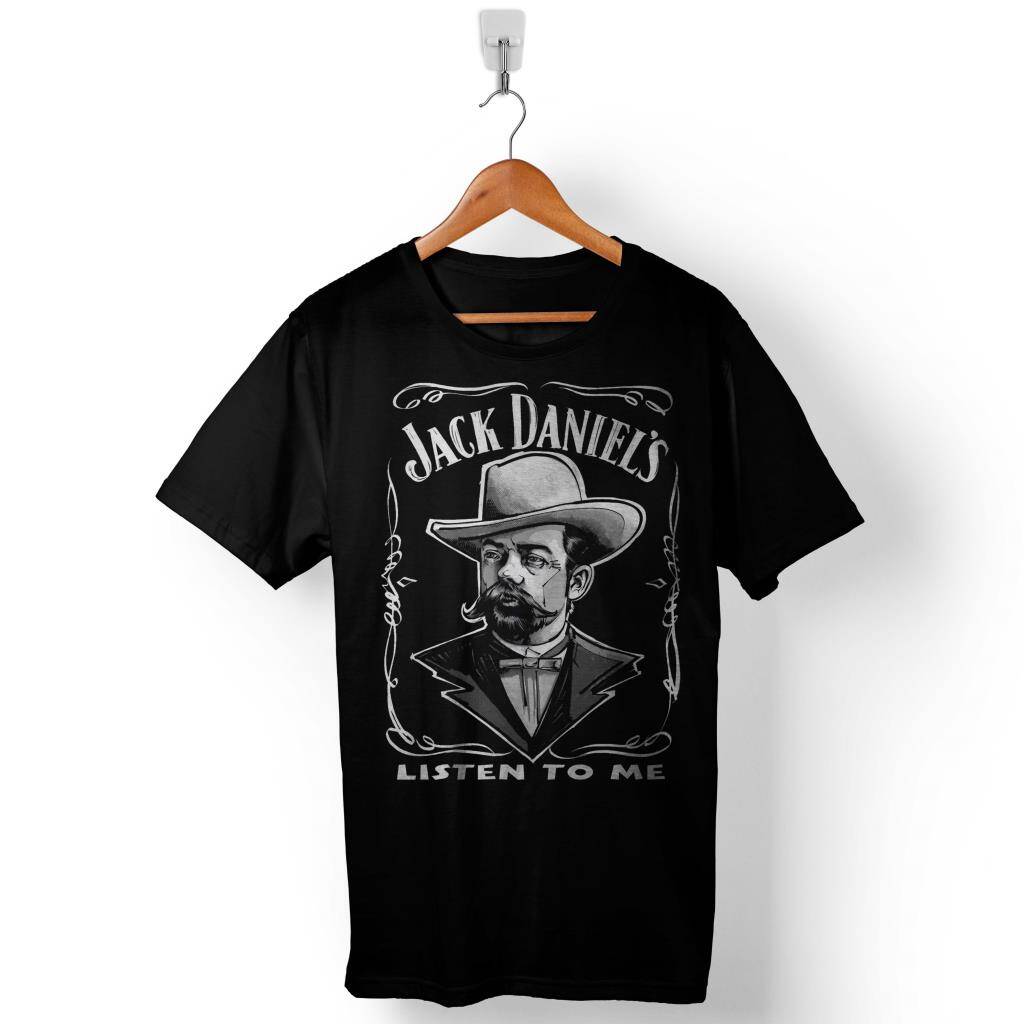 Jack Daniel Listen To Me Whisky Viski Beni Dinle Baskılı Tişört Unisex T-Shirt - 1