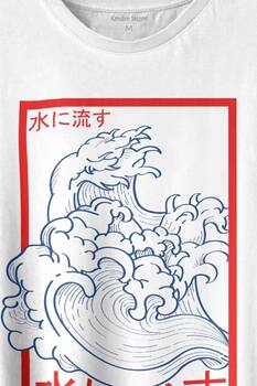 Japanese Wind Wave Japon Rüzgar 2K Street Culture Baskılı Tişört Unisex T-shirt - 2