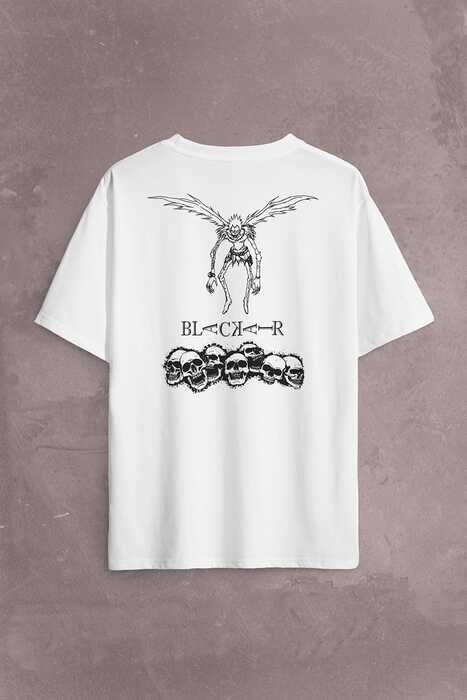 Japon Death Note Black Air Hip Hop Sırt Ön Baskılı Oversize Tişört Unisex T-Shirt - 1