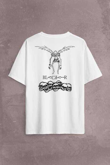 Japon Death Note Black Air Hip Hop Sırt Ön Baskılı Oversize Tişört Unisex T-Shirt - 1