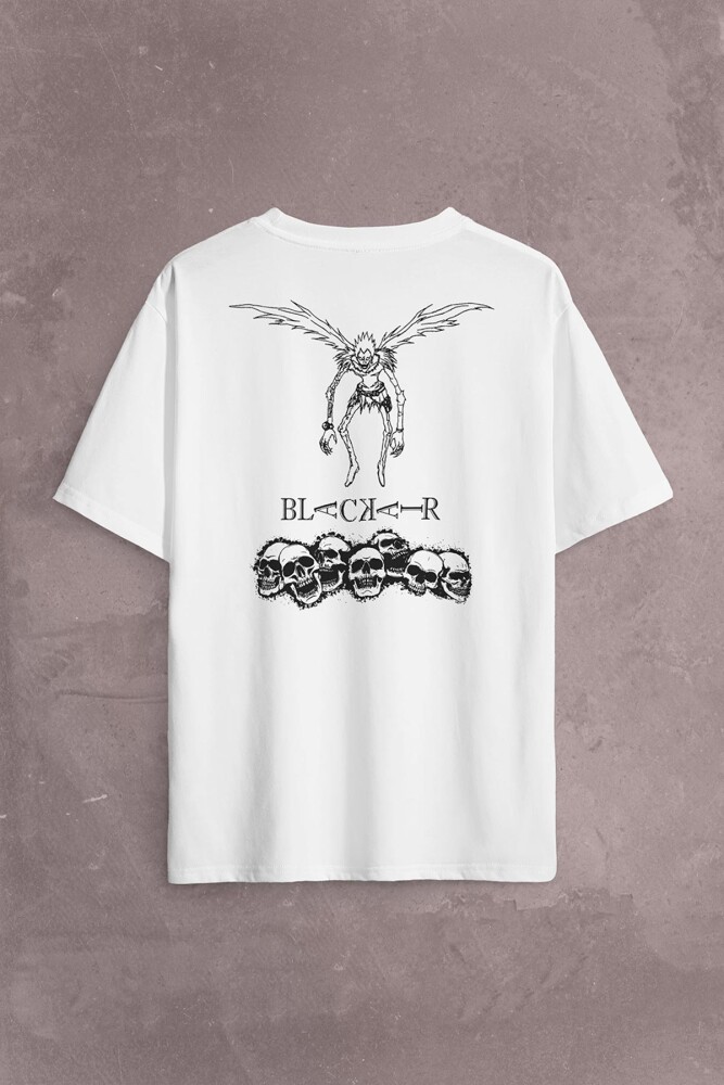 Japon Death Note Black Air Hip Hop Sırt Ön Baskılı Oversize Tişört Unisex T-Shirt - 1