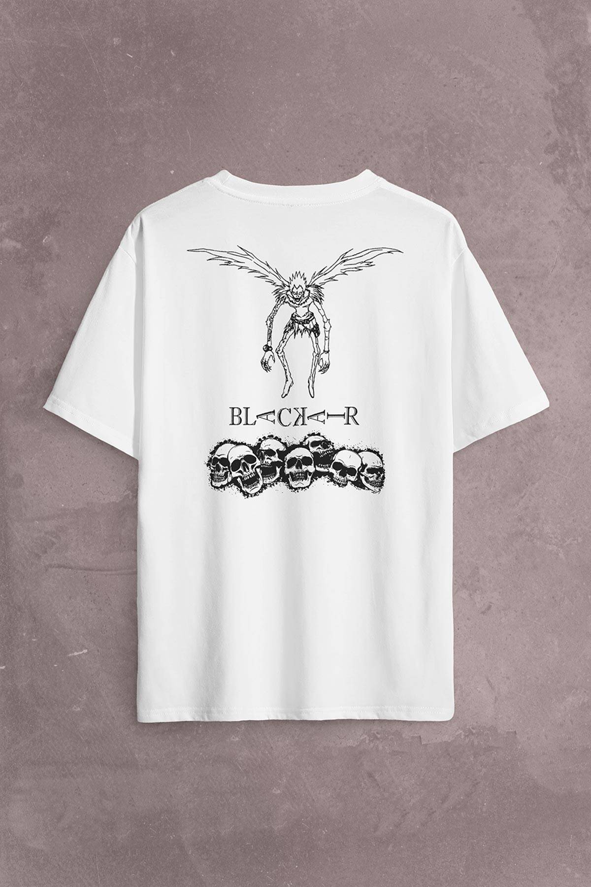 Japon Death Note Black Air Hip Hop Sırt Ön Baskılı Oversize Tişört Unisex T-Shirt - 1