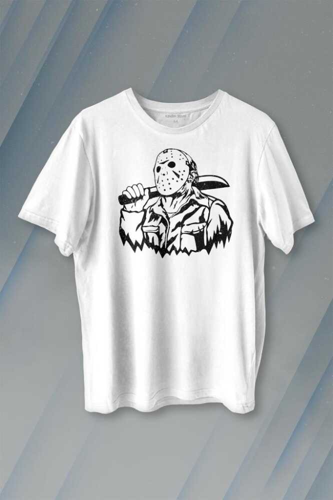 Jason 13. Cuma Korku Film Friday Baskılı Tişört Unisex T-shirt - 1