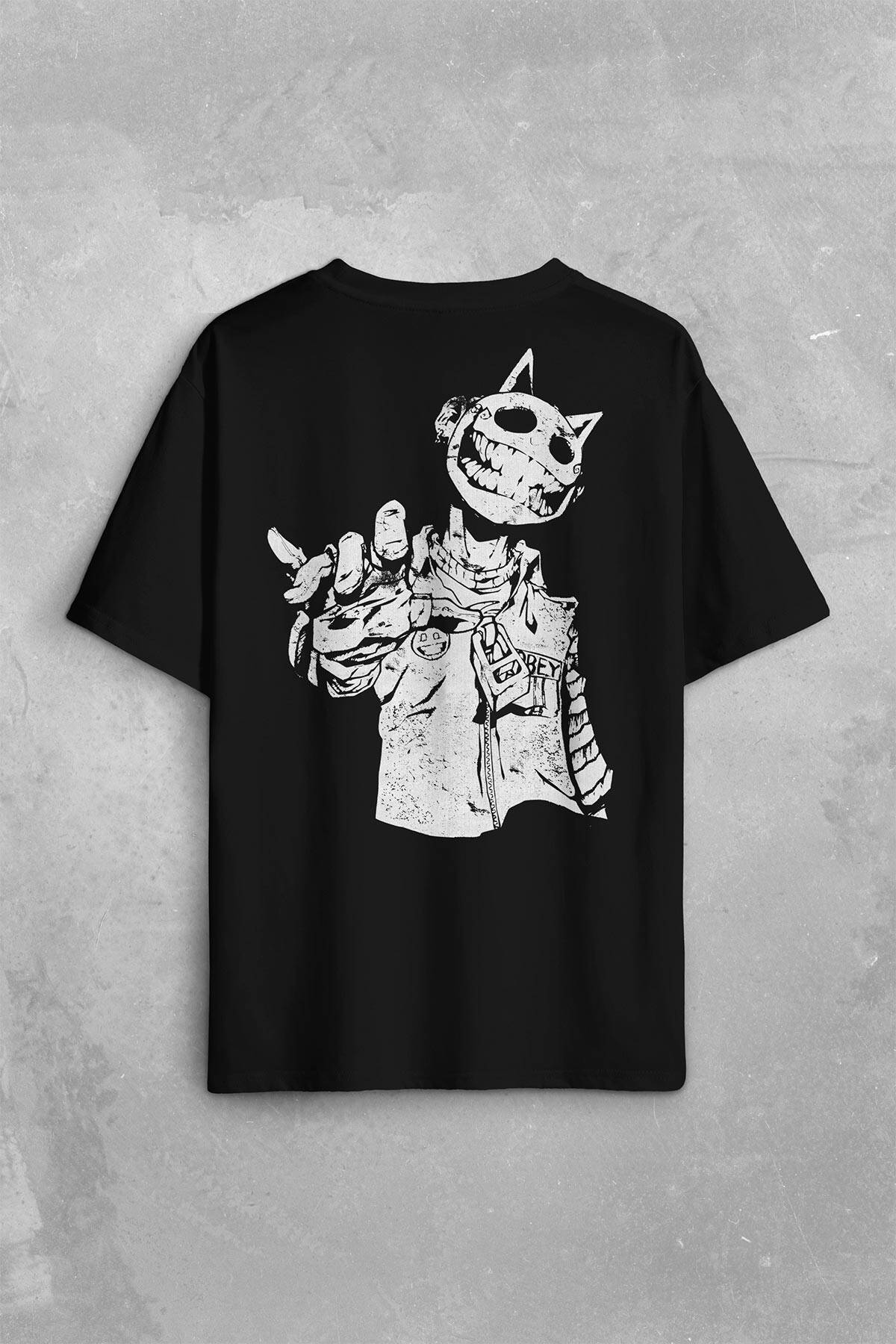 Jester J Smile Venom Gothic Maske Mask Sokak Sırt Ön Baskılı Oversize Tişört Unisex T-Shirt - 1