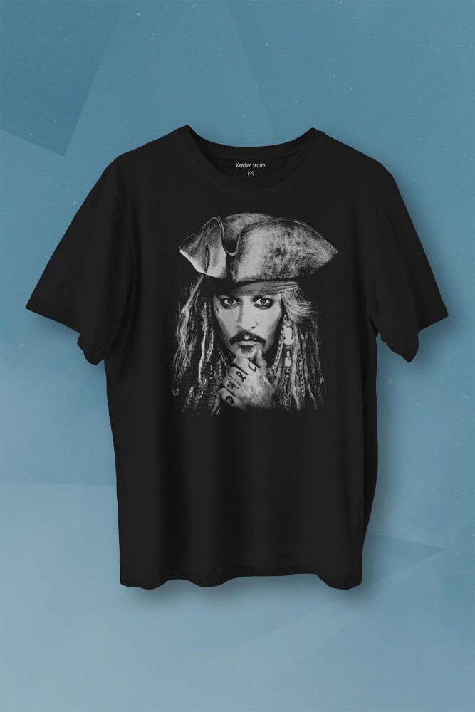 Jhonny Depp Captain Jack Sparrow Karayip Korsanları Pirates Caribbean Baskılı Tişört Unisex T-shirt - KENDİM SEÇTİM