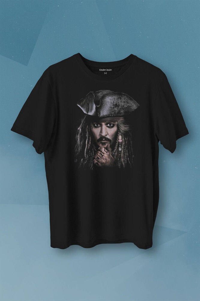 Jhonny Depp Captain Jack Sparrow Karayip Korsanları Pirates Caribbean Baskılı Tişört Unisex T-shirt - 1