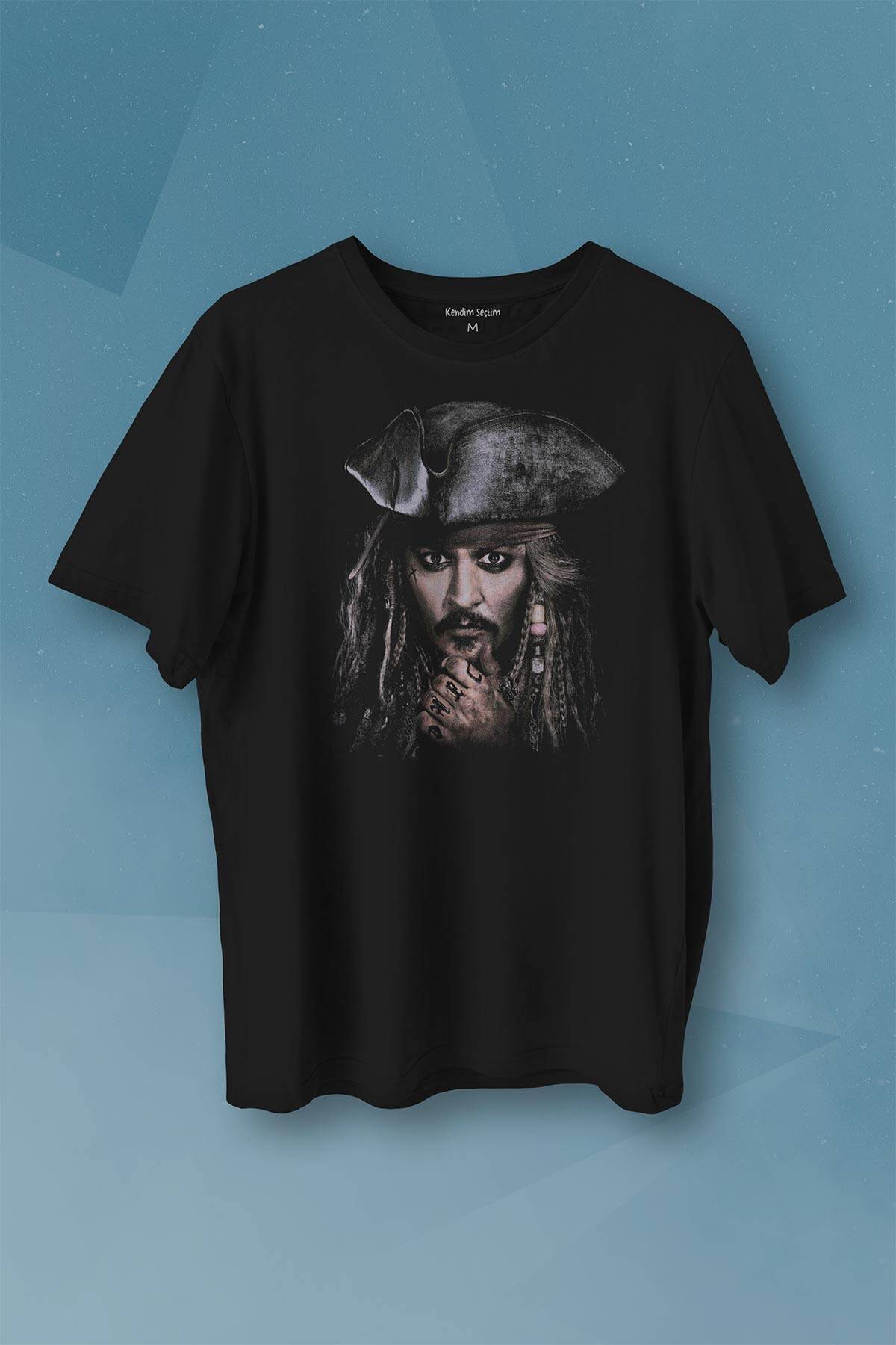 Jhonny Depp Captain Jack Sparrow Karayip Korsanları Pirates Caribbean Baskılı Tişört Unisex T-shirt - 1