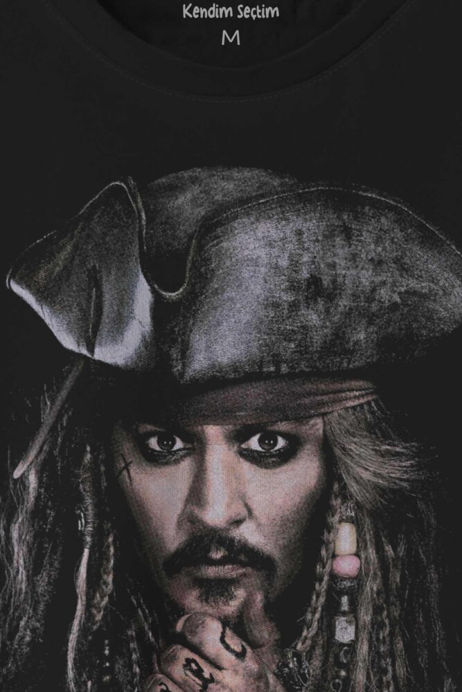 Jhonny Depp Captain Jack Sparrow Karayip Korsanları Pirates Caribbean Baskılı Tişört Unisex T-shirt - 2