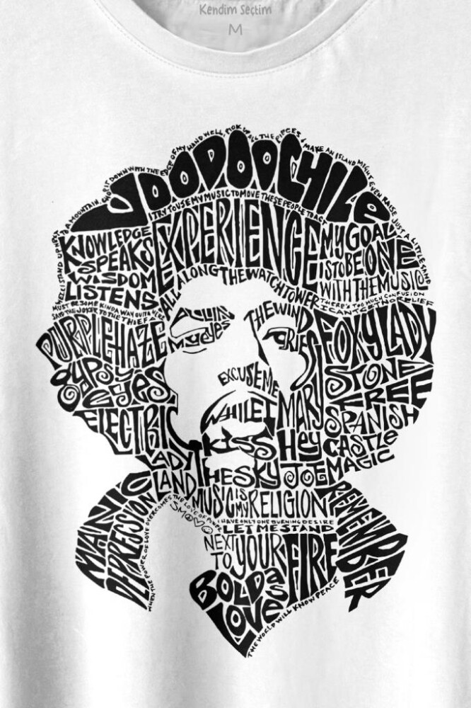 Jimi Hendrix Rock Heavy Blues Gitar Baskılı Tişört Unisex T-shirt (1)