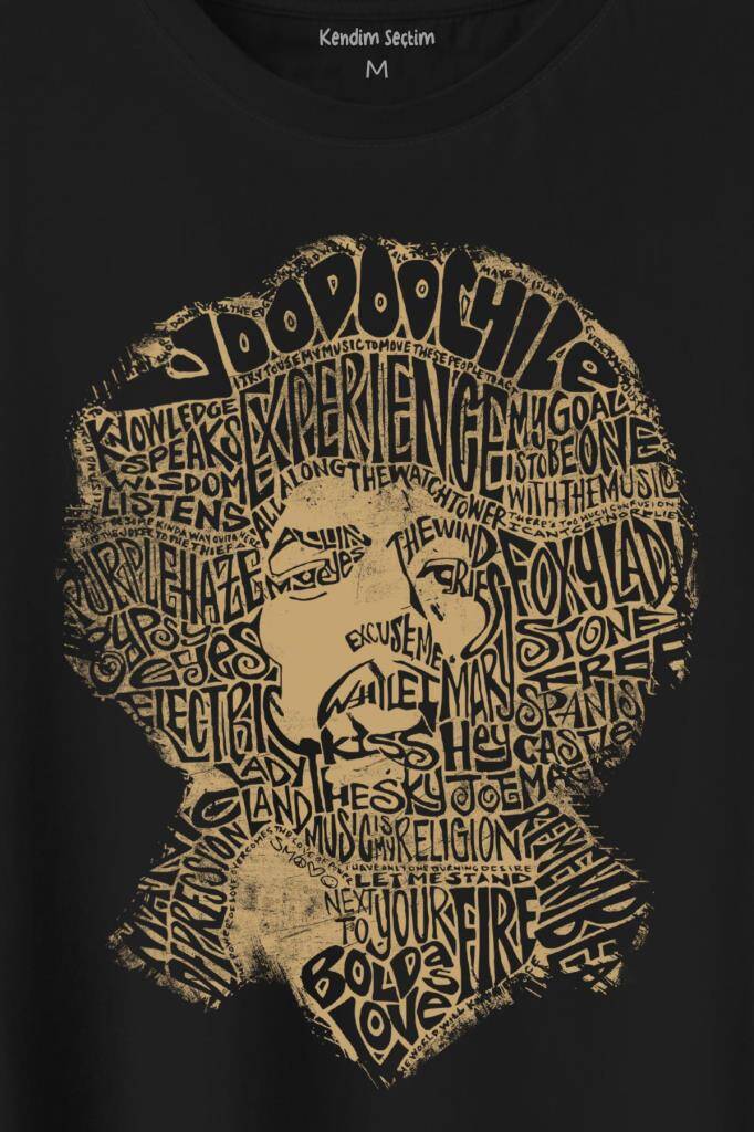 Jimi Hendrix Rock Heavy Blues Gitar Baskılı Tişört Unisex T-Shirt (1)