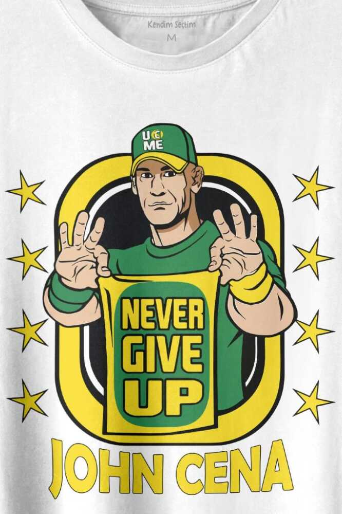 John Cena Wwe Logo Never Give Up Amerikan Güreşi Baskılı Tişört Unisex T-shirt (1)
