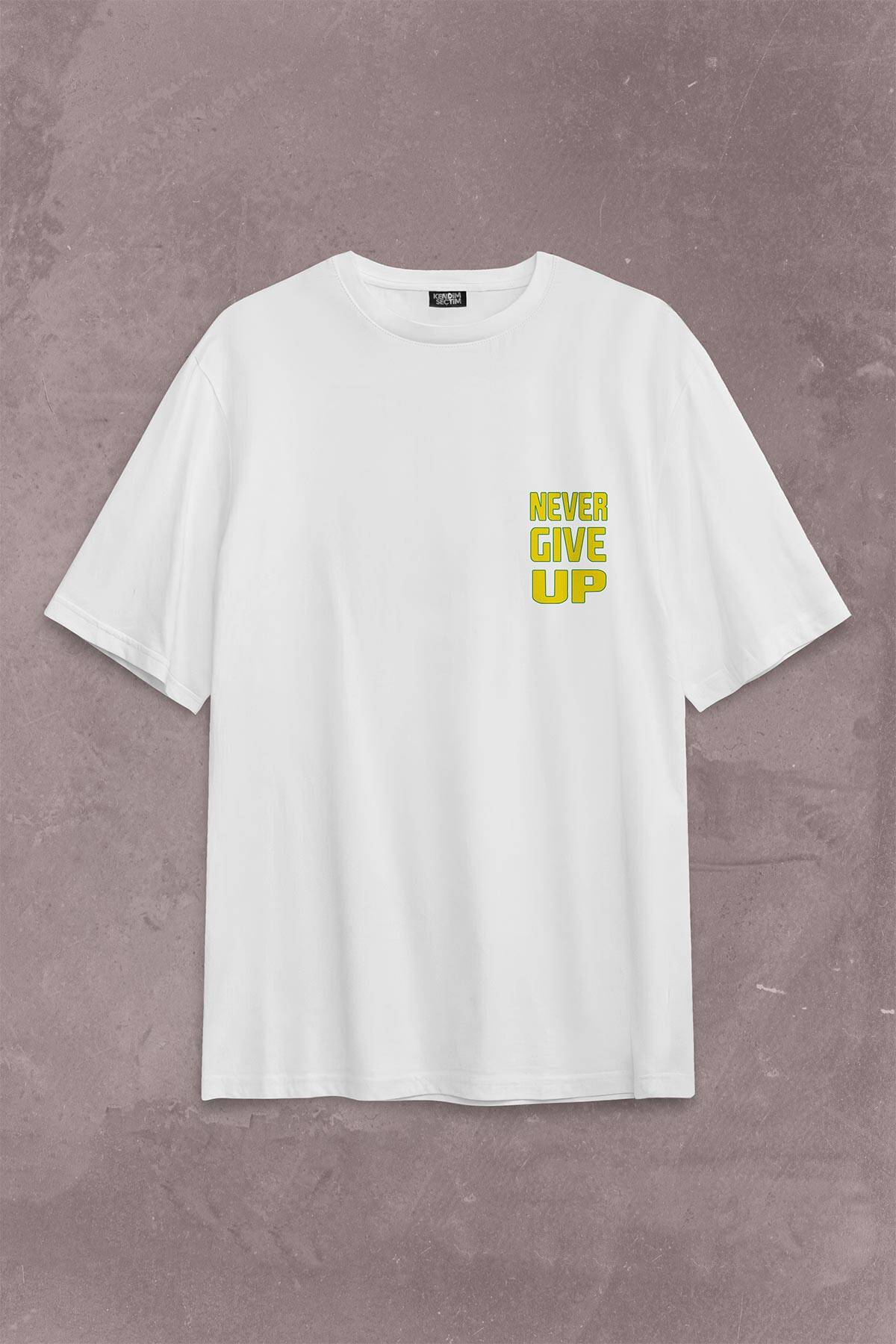 John Cena Wwe Logo Never Give Up Amerikan Güreşi Sırt Ön Baskılı Oversize Tişört Unisex T-Shirt (1)