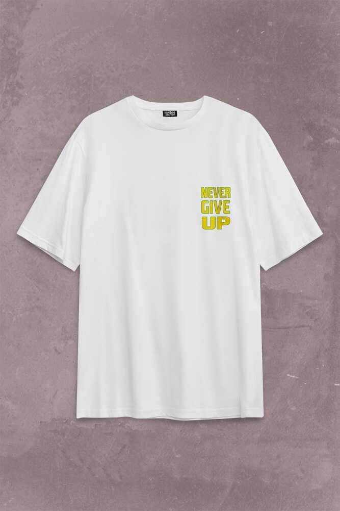 John Cena Wwe Logo Never Give Up Amerikan Güreşi Sırt Ön Baskılı Oversize Tişört Unisex T-Shirt (1)